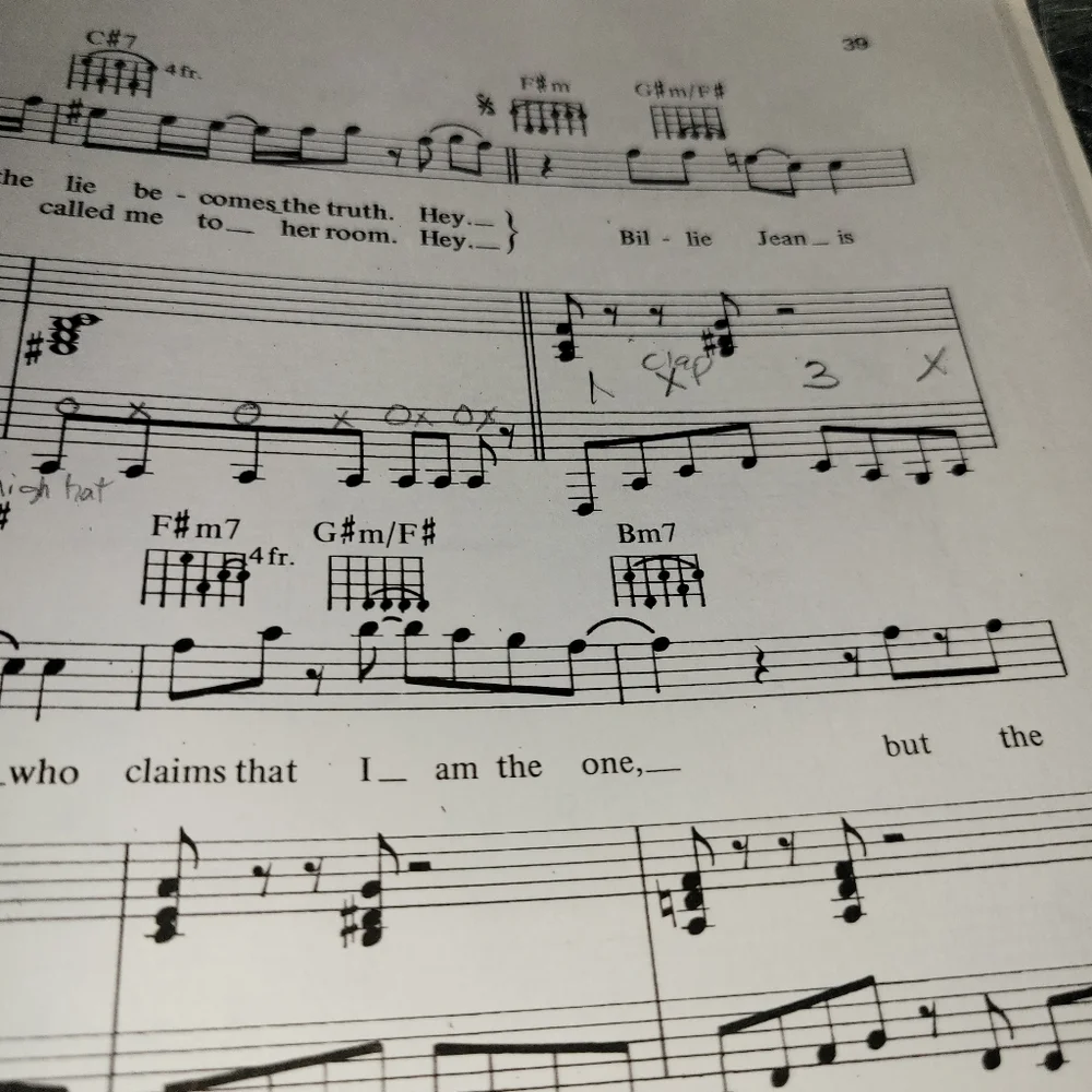 "Vintage 1983 Michael Jackson Thriller Piano Vocal Guitar Songbook  Sheet Music - Picture 10 of 15